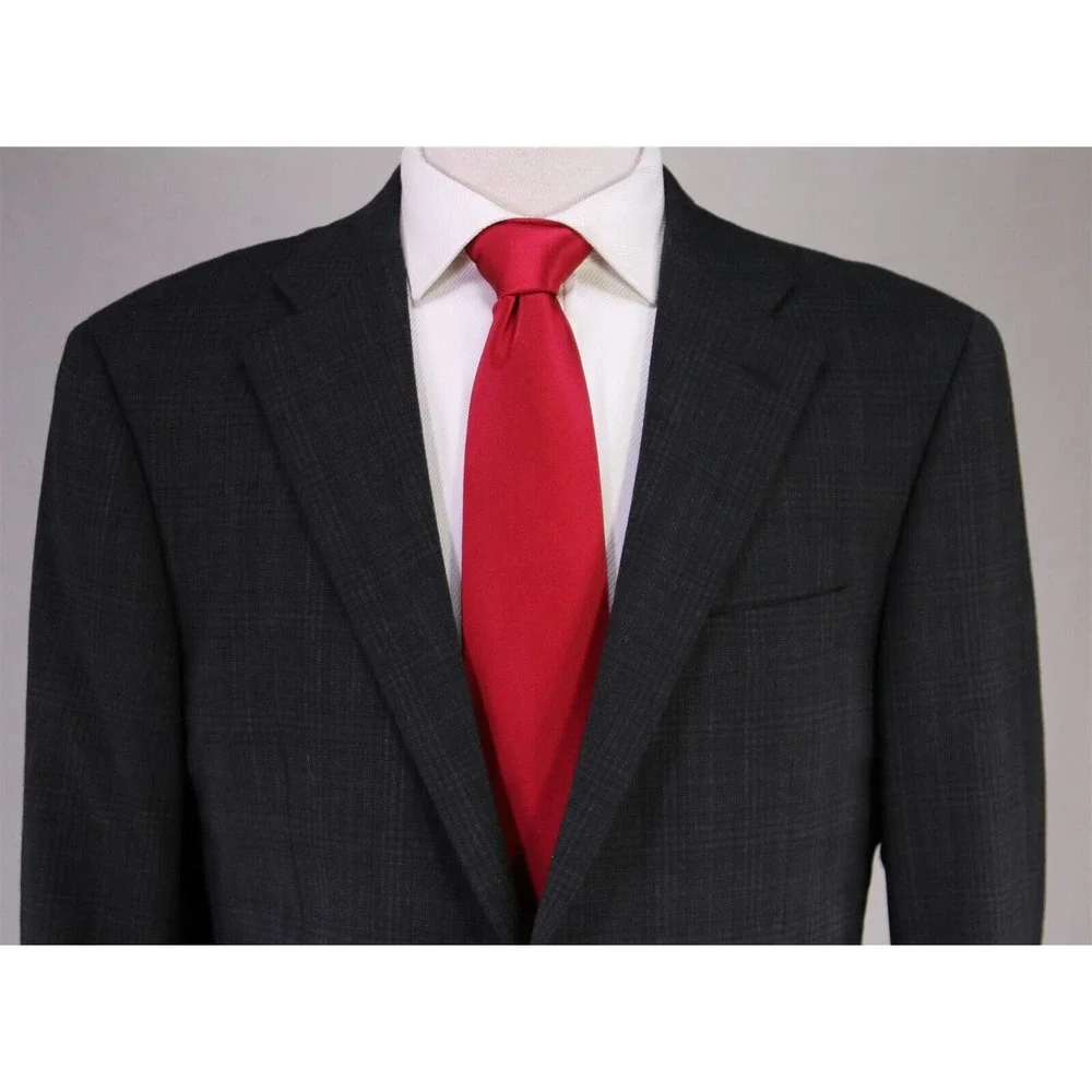 Hickey-Freeman Current Black/Gray Knit Plaid 2-Btn Luxury Wool Suit 42R - Picture 3 of 10